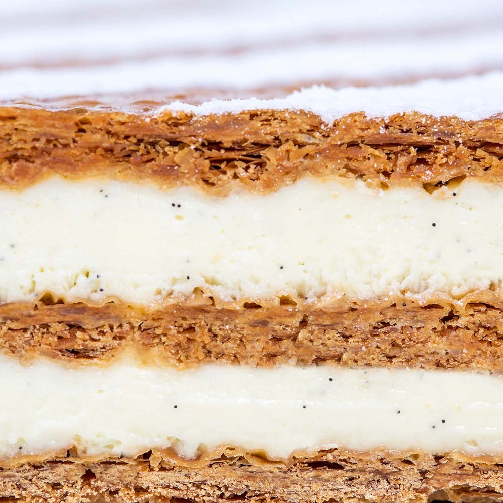 A delicious Millefeuille, whose cream is flavored