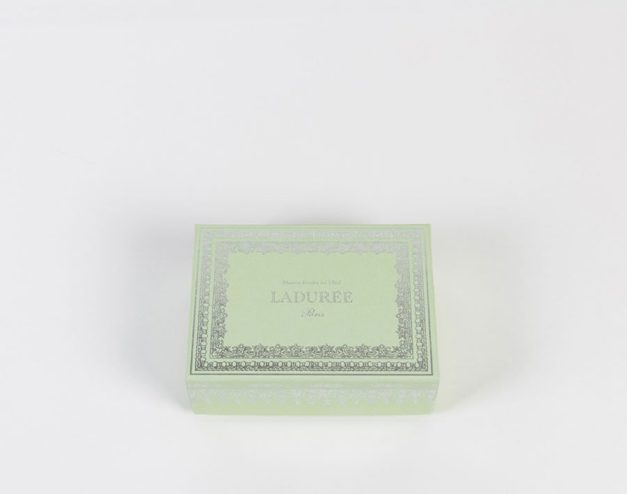 Macaron gift box Napoleon III - Ladurée Green pastel gift box decorated with a silver frame